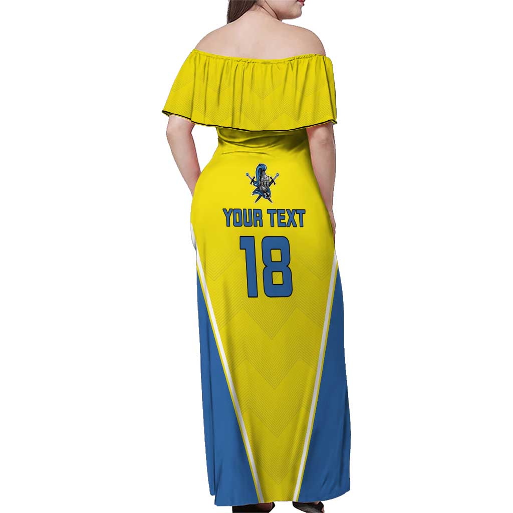 Custom West Knights of Yorkshire Family Matching Off Shoulder Maxi Dress and Hawaiian Shirt Skate Hard Hit Harder Yellow Version - Wonder Print Shop