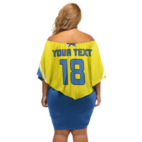 Custom West Knights of Yorkshire Family Matching Off Shoulder Short Dress and Hawaiian Shirt Skate Hard Hit Harder Yellow Version - Wonder Print Shop