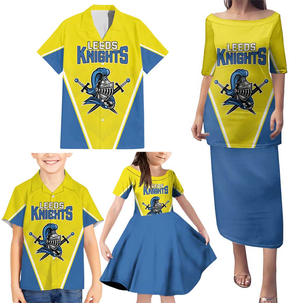 Custom West Knights of Yorkshire Family Matching Puletasi and Hawaiian Shirt Skate Hard Hit Harder Yellow Version - Wonder Print Shop