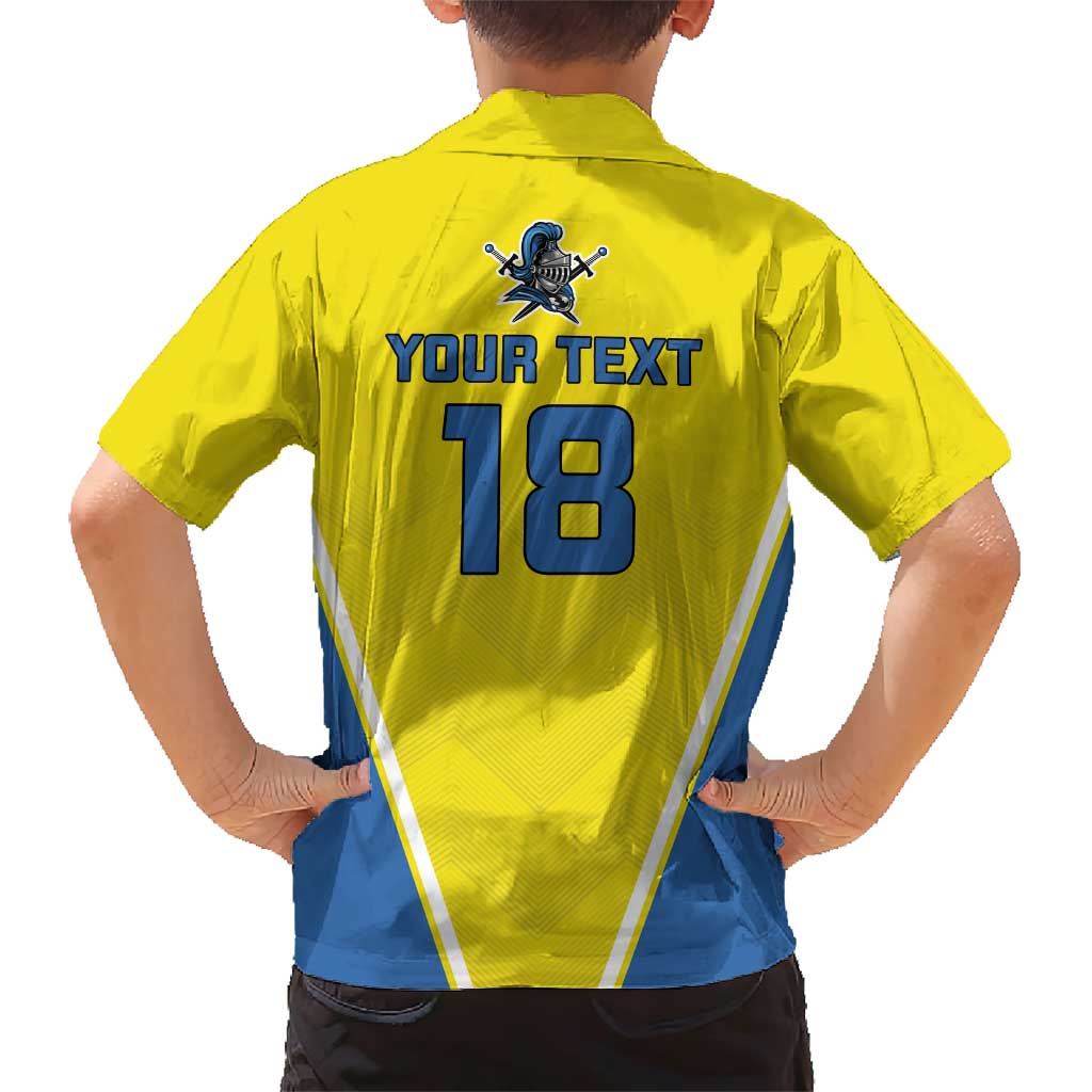 Custom West Knights of Yorkshire Family Matching Short Sleeve Bodycon Dress and Hawaiian Shirt Skate Hard Hit Harder Yellow Version - Wonder Print Shop