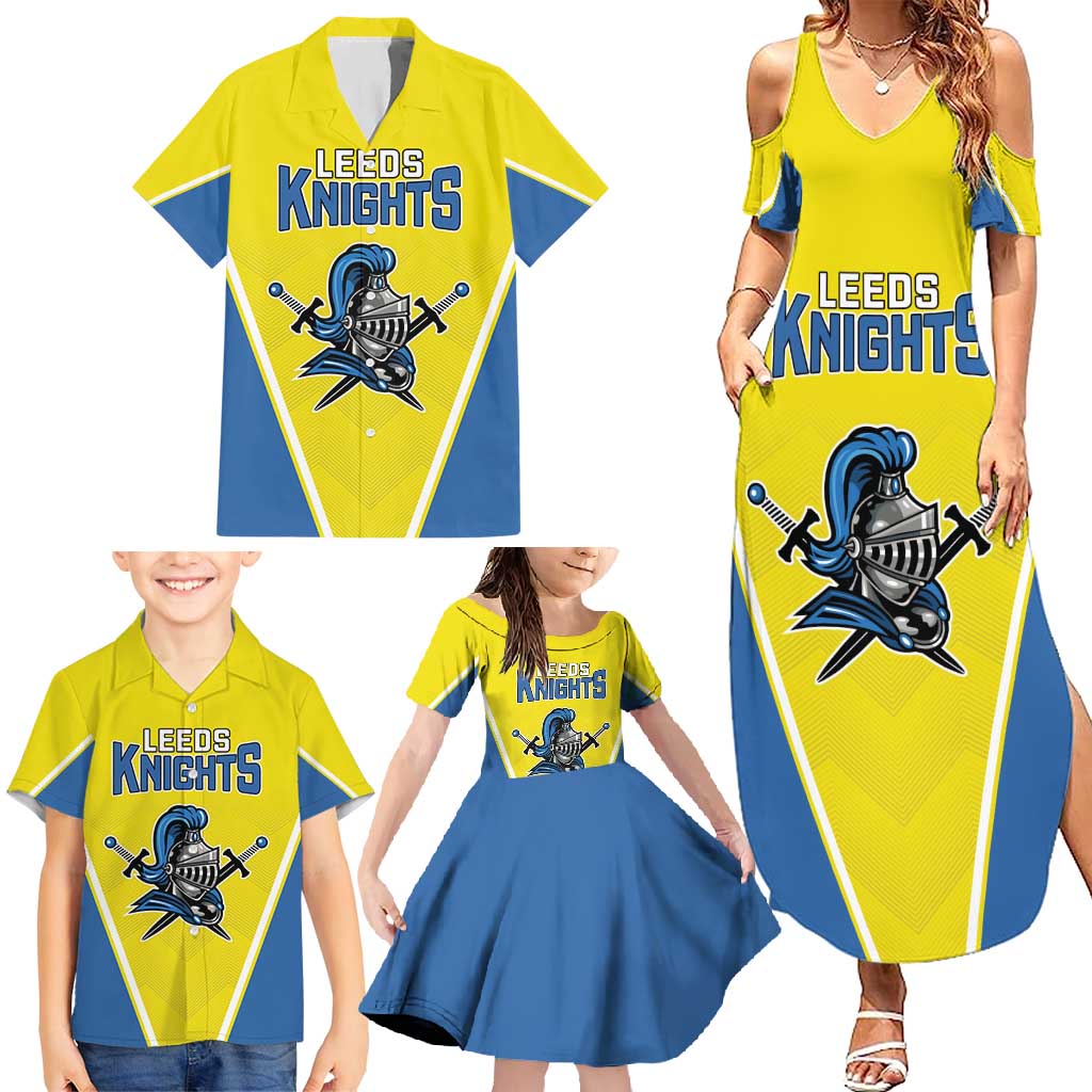 Custom West Knights of Yorkshire Family Matching Summer Maxi Dress and Hawaiian Shirt Skate Hard Hit Harder Yellow Version - Wonder Print Shop