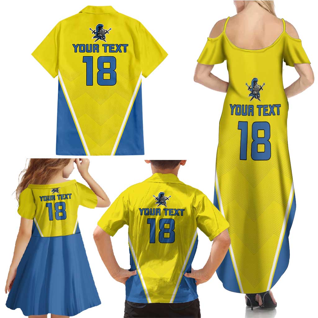 Custom West Knights of Yorkshire Family Matching Summer Maxi Dress and Hawaiian Shirt Skate Hard Hit Harder Yellow Version - Wonder Print Shop