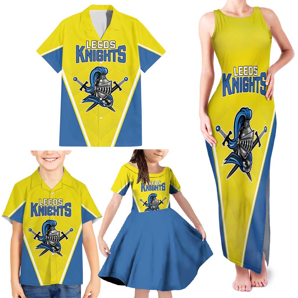 Custom West Knights of Yorkshire Family Matching Tank Maxi Dress and Hawaiian Shirt Skate Hard Hit Harder Yellow Version - Wonder Print Shop