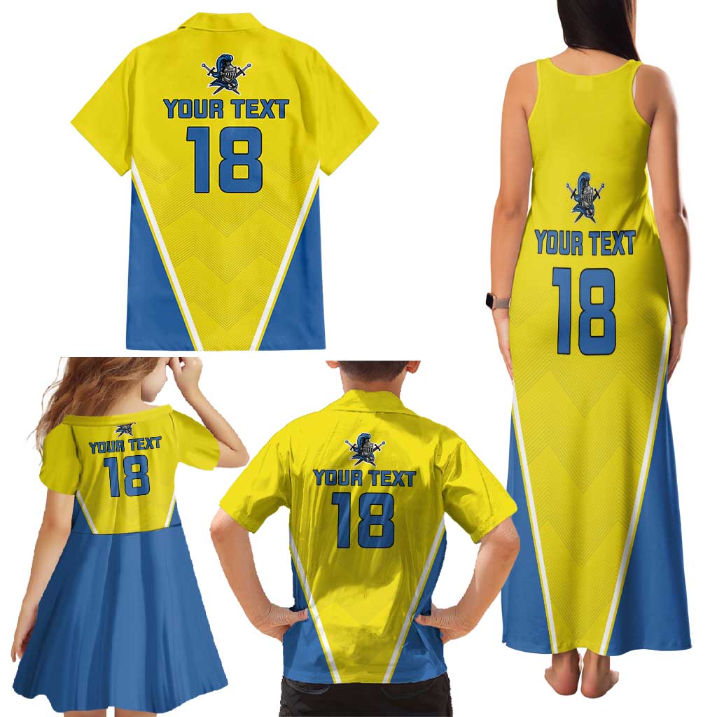 Custom West Knights of Yorkshire Family Matching Tank Maxi Dress and Hawaiian Shirt Skate Hard Hit Harder Yellow Version - Wonder Print Shop