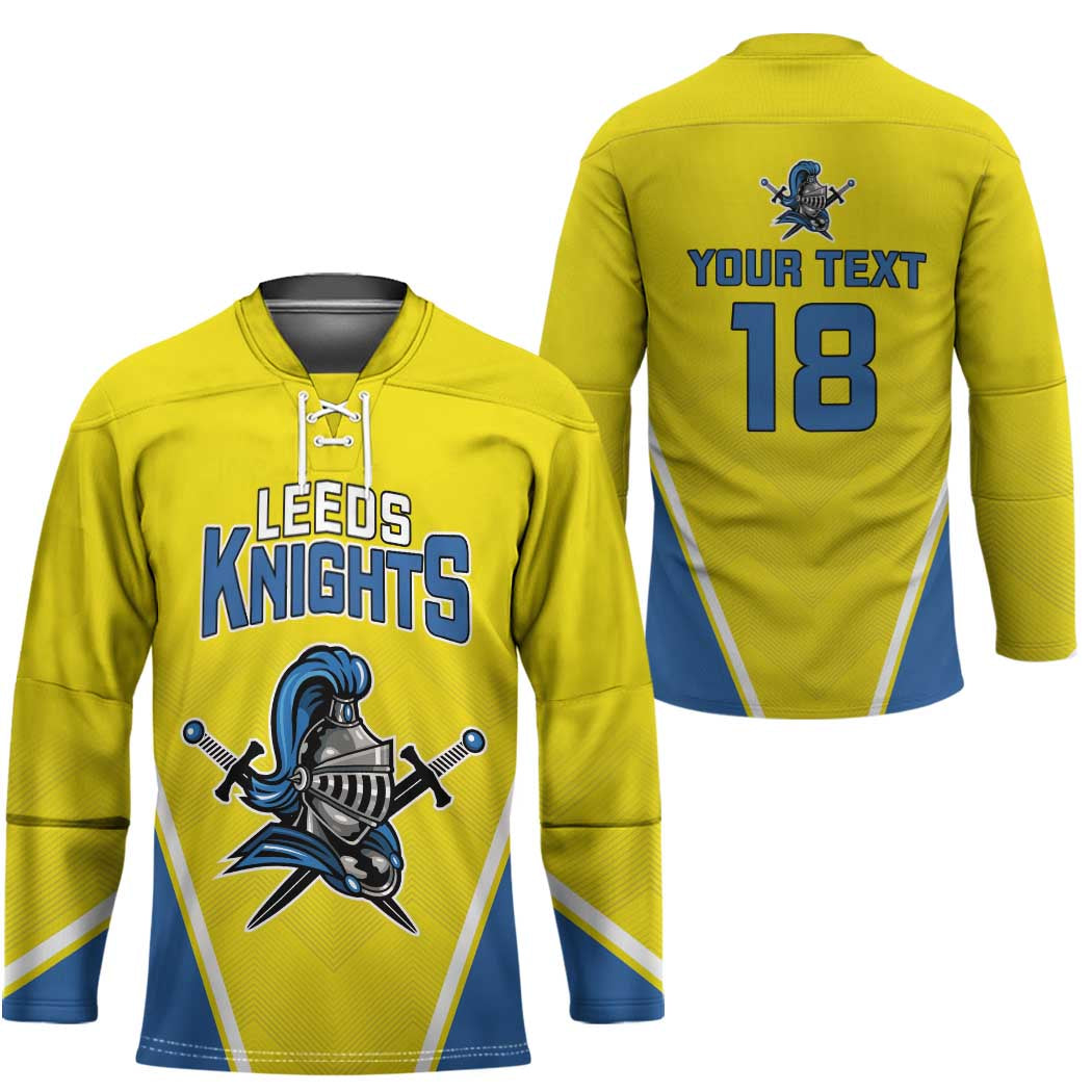 Custom West Knights of Yorkshire Hockey Jersey Skate Hard Hit Harder Yellow Version - Wonder Print Shop