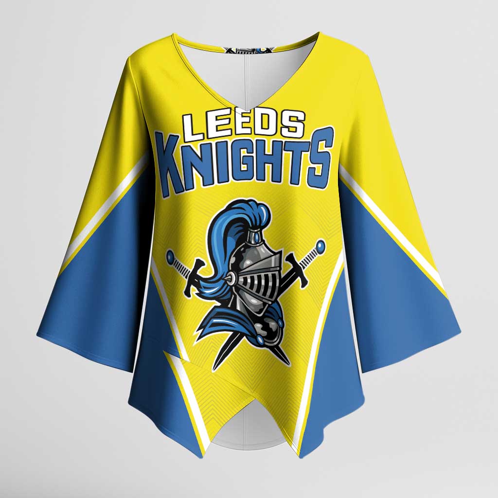 Custom West Knights of Yorkshire Kimono Sleeve Blouse Skate Hard Hit Harder Yellow Version - Wonder Print Shop