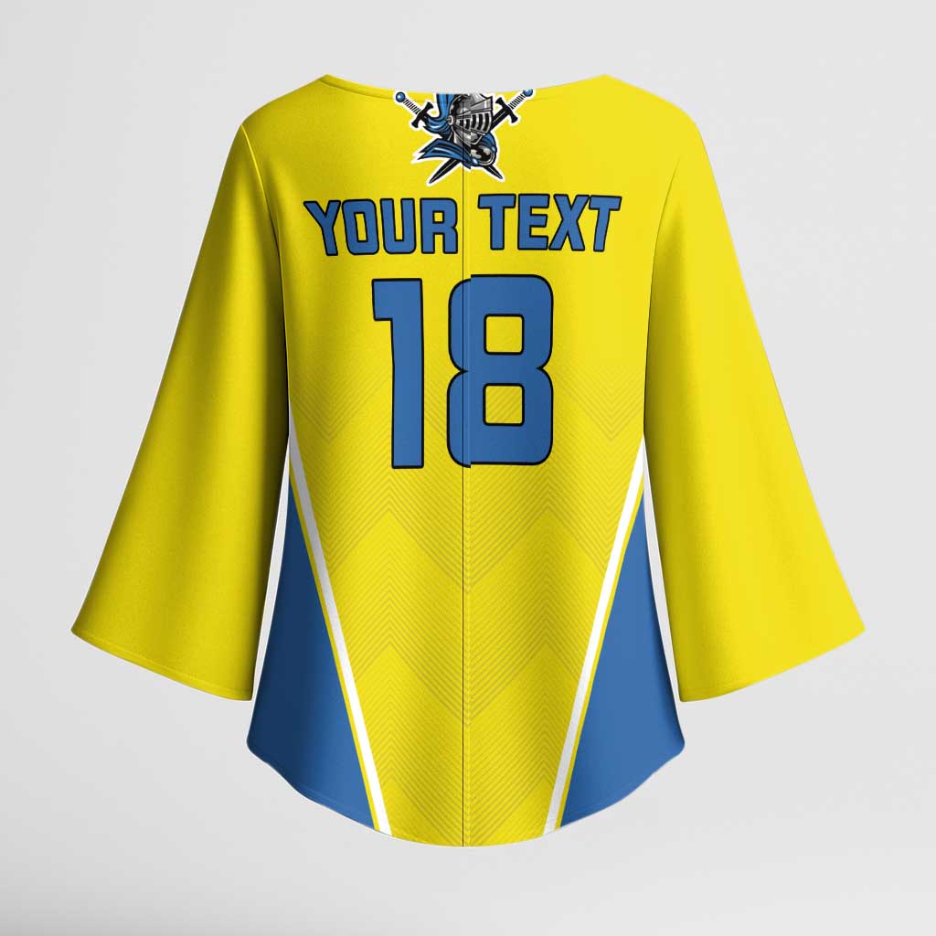 Custom West Knights of Yorkshire Kimono Sleeve Blouse Skate Hard Hit Harder Yellow Version - Wonder Print Shop