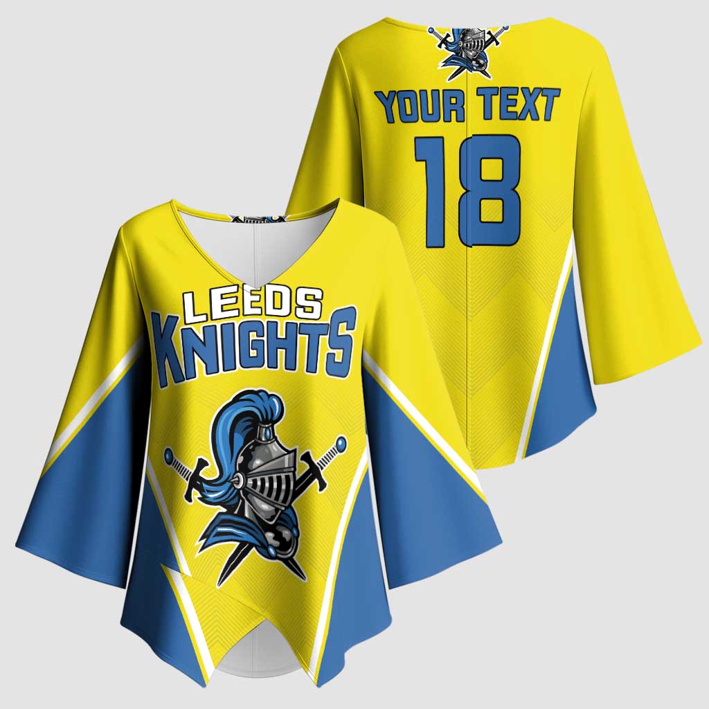 Custom West Knights of Yorkshire Kimono Sleeve Blouse Skate Hard Hit Harder Yellow Version - Wonder Print Shop