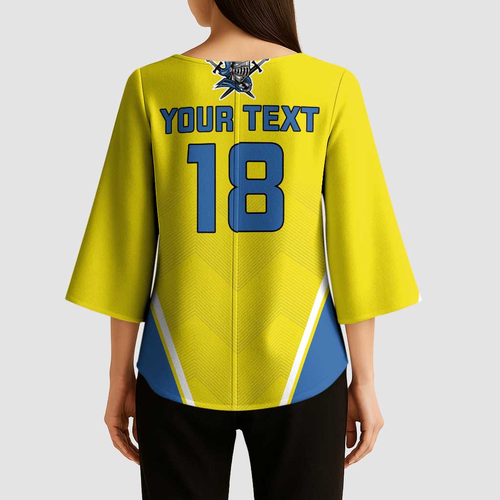 Custom West Knights of Yorkshire Kimono Sleeve Blouse Skate Hard Hit Harder Yellow Version - Wonder Print Shop