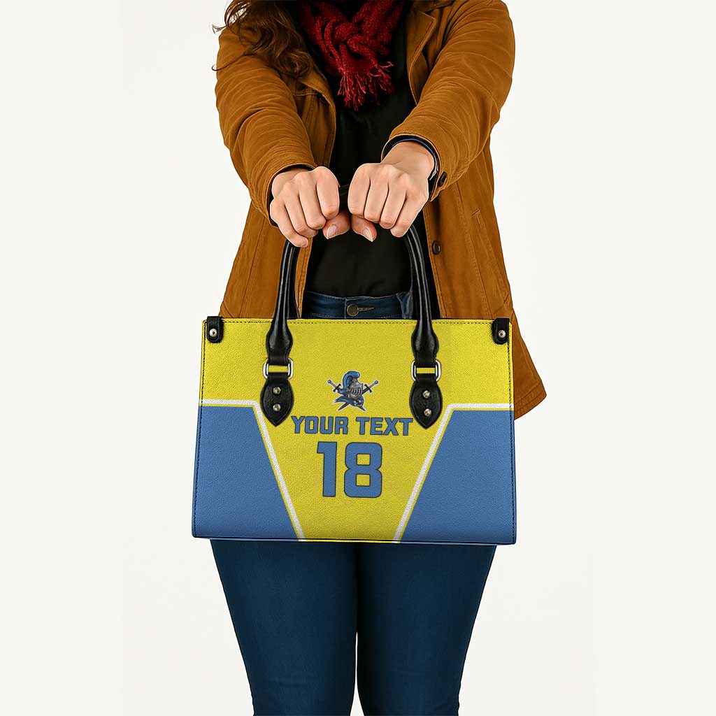 Custom West Knights of Yorkshire Leather Bag Skate Hard Hit Harder Yellow Version - Wonder Print Shop