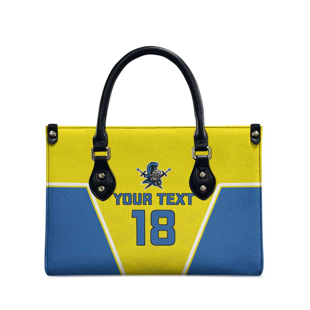 Custom West Knights of Yorkshire Leather Bag Skate Hard Hit Harder Yellow Version - Wonder Print Shop