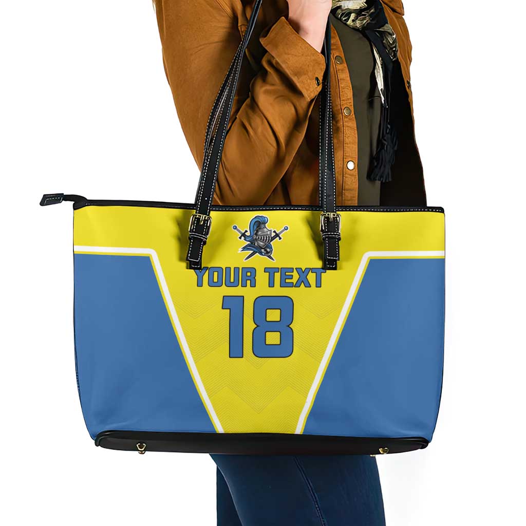 Custom West Knights of Yorkshire Leather Tote Bag Skate Hard Hit Harder Yellow Version - Wonder Print Shop