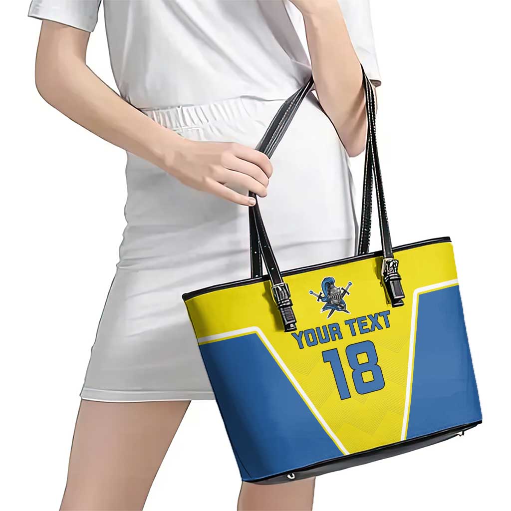 Custom West Knights of Yorkshire Leather Tote Bag Skate Hard Hit Harder Yellow Version - Wonder Print Shop