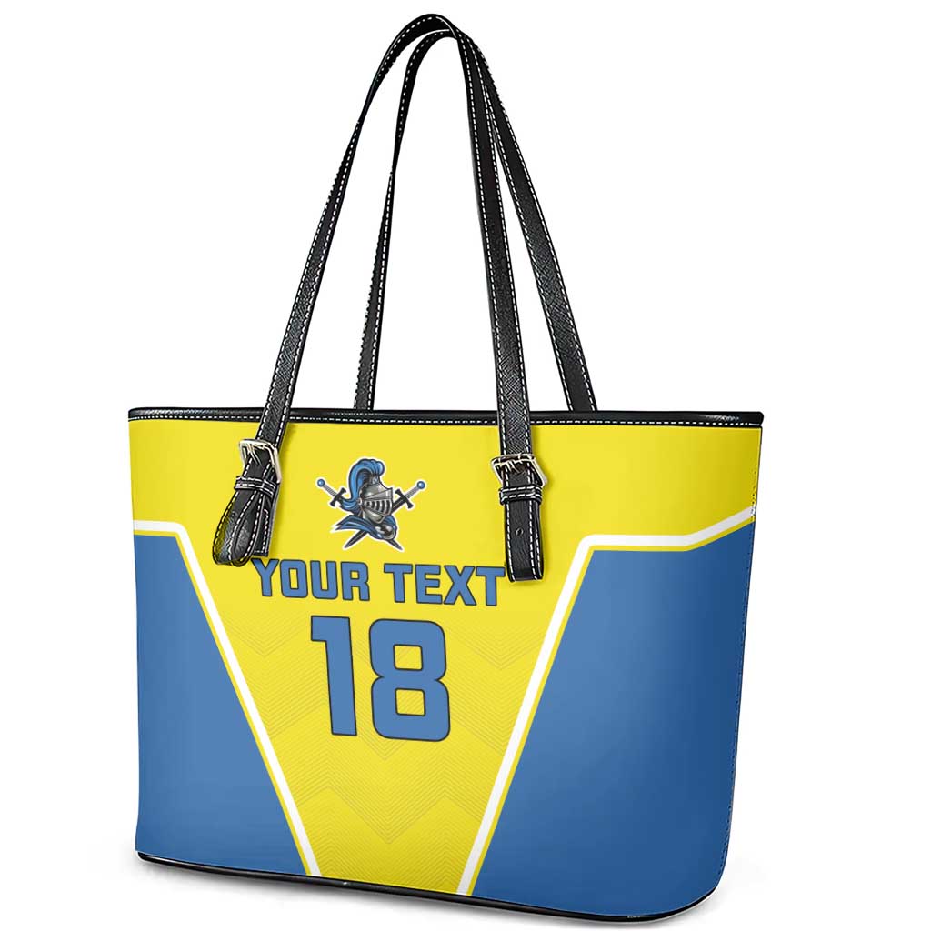 Custom West Knights of Yorkshire Leather Tote Bag Skate Hard Hit Harder Yellow Version - Wonder Print Shop