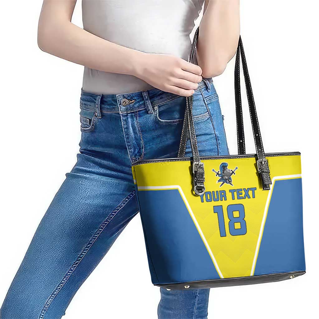 Custom West Knights of Yorkshire Leather Tote Bag Skate Hard Hit Harder Yellow Version - Wonder Print Shop