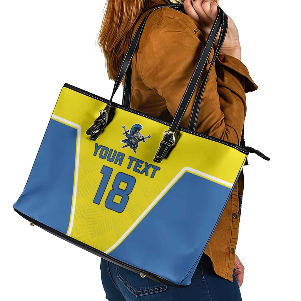 Custom West Knights of Yorkshire Leather Tote Bag Skate Hard Hit Harder Yellow Version - Wonder Print Shop