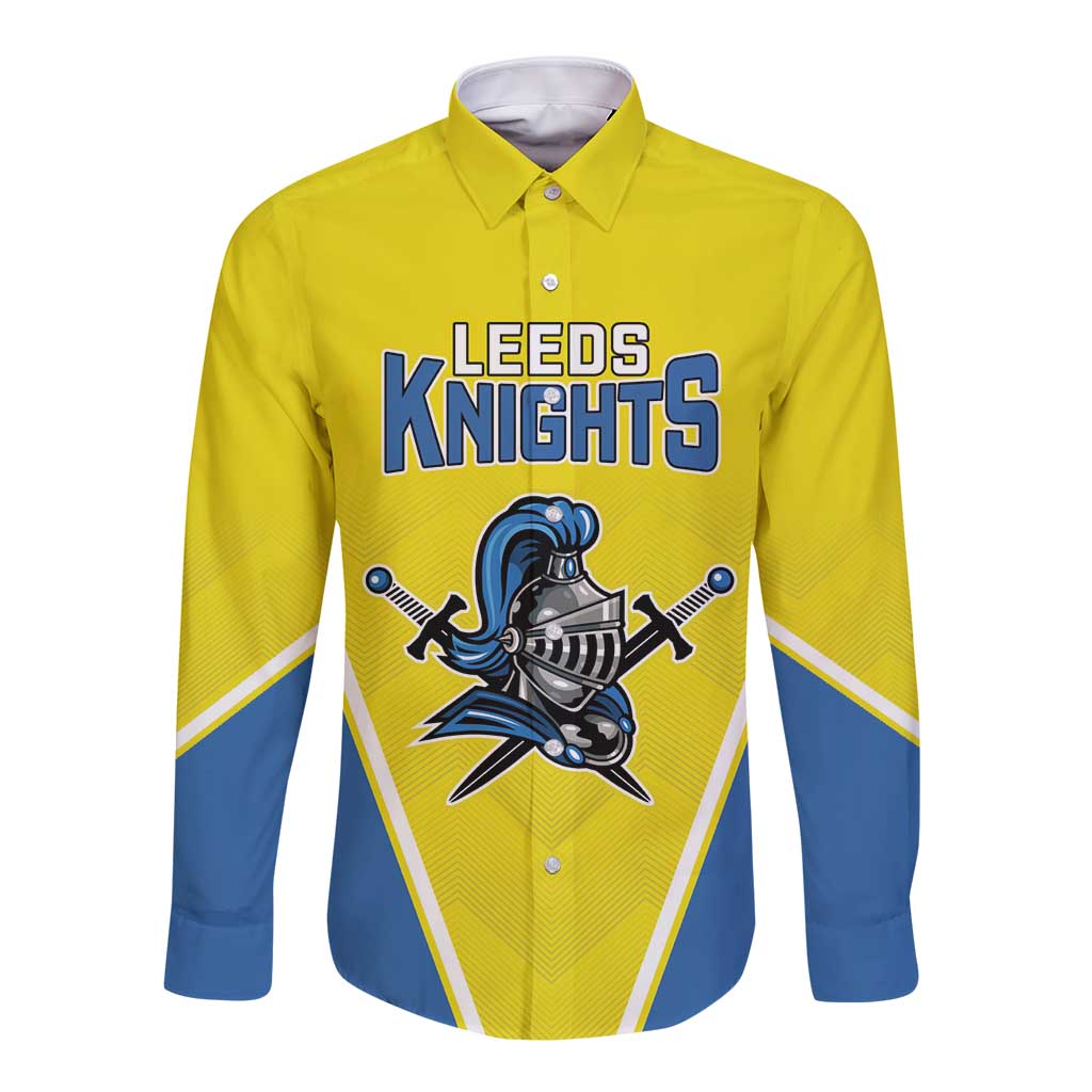 Custom West Knights of Yorkshire Long Sleeve Button Shirt Skate Hard Hit Harder Yellow Version - Wonder Print Shop