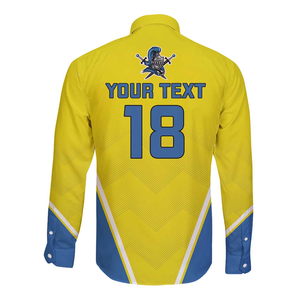 Custom West Knights of Yorkshire Long Sleeve Button Shirt Skate Hard Hit Harder Yellow Version - Wonder Print Shop