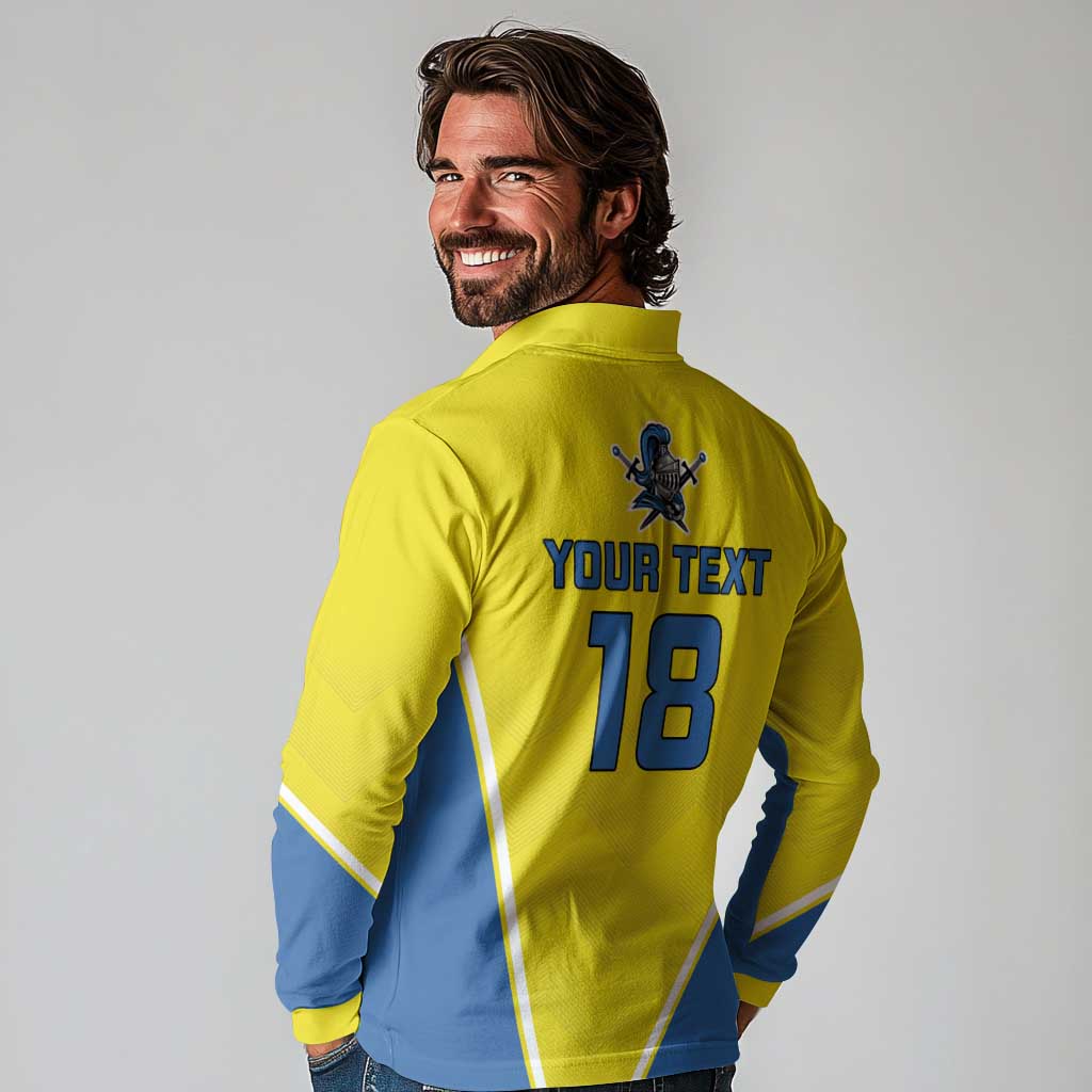 Custom West Knights of Yorkshire Long Sleeve Polo Shirt Skate Hard Hit Harder Yellow Version - Wonder Print Shop