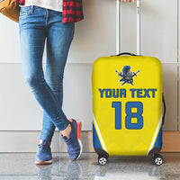 Custom West Knights of Yorkshire Luggage Cover Skate Hard Hit Harder Yellow Version - Wonder Print Shop