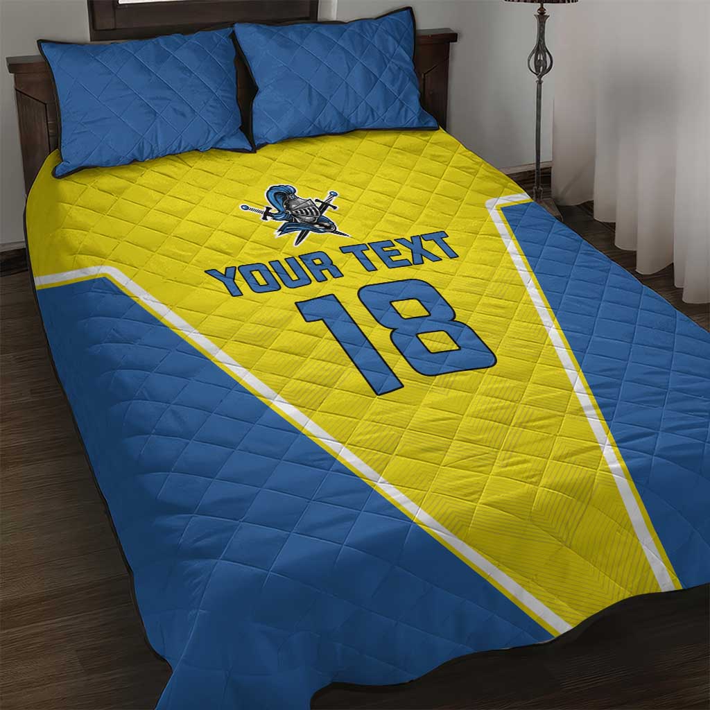 Custom West Knights of Yorkshire Quilt Bed Set Skate Hard Hit Harder Yellow Version - Wonder Print Shop