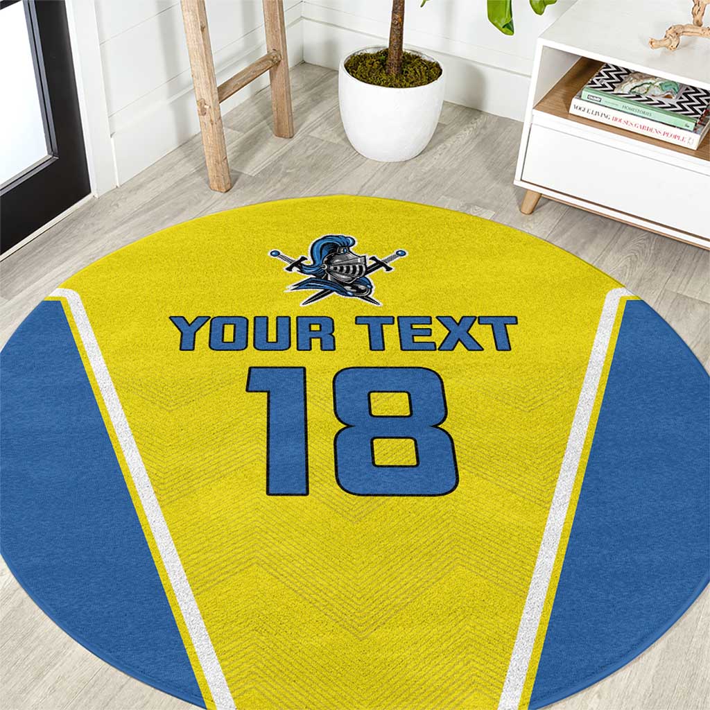 Custom West Knights of Yorkshire Round Carpet Skate Hard Hit Harder Yellow Version - Wonder Print Shop