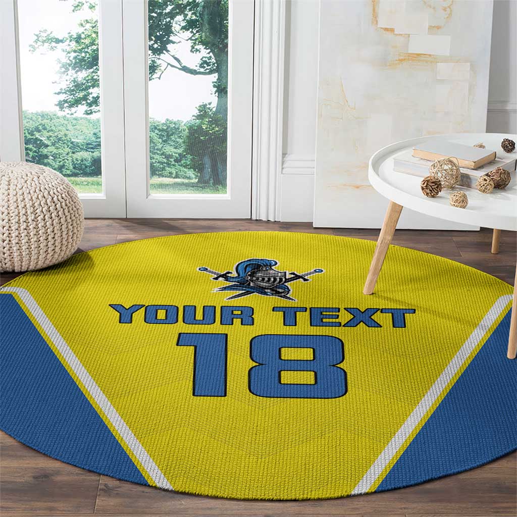 Custom West Knights of Yorkshire Round Carpet Skate Hard Hit Harder Yellow Version - Wonder Print Shop