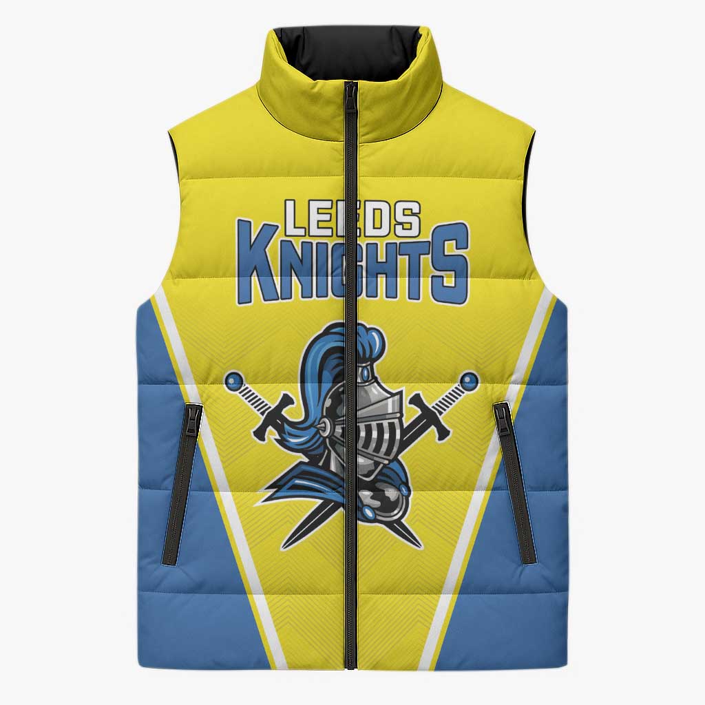 Custom West Knights of Yorkshire Sleeveless Puffer Jacket Skate Hard Hit Harder Yellow Version - Wonder Print Shop