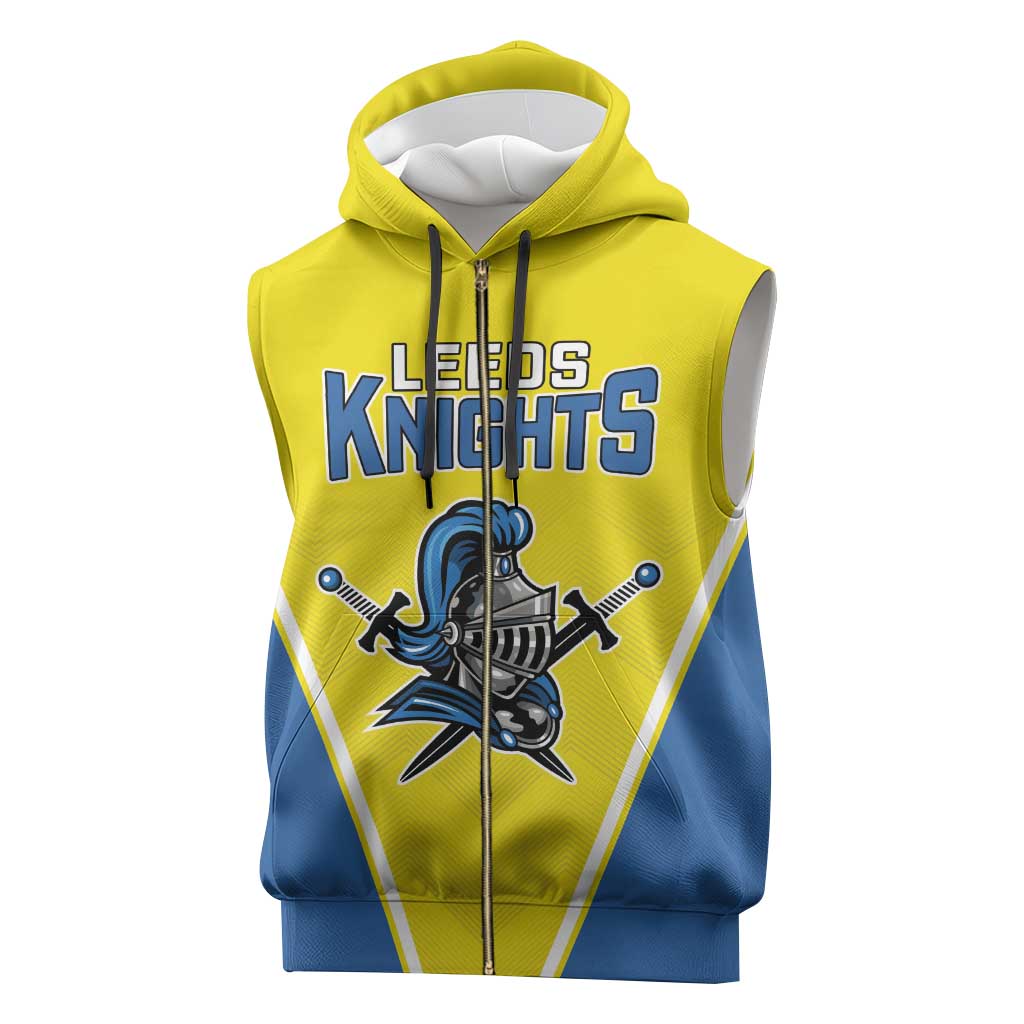 Custom West Knights of Yorkshire Sleeveless Zip Hoodie Skate Hard Hit Harder Yellow Version - Wonder Print Shop