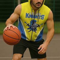 Custom West Knights of Yorkshire Sleeveless Zip Hoodie Skate Hard Hit Harder Yellow Version - Wonder Print Shop