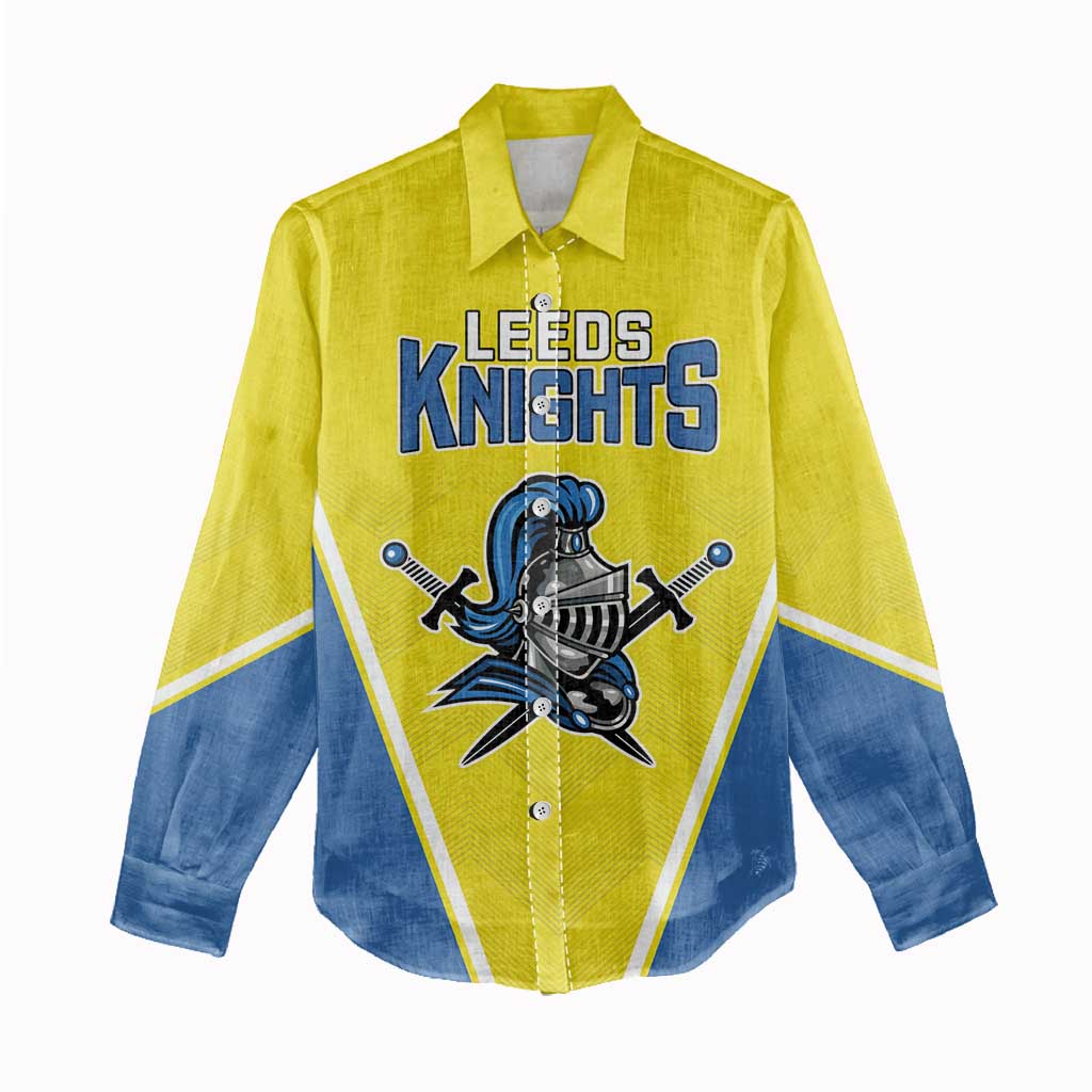 Custom West Knights of Yorkshire Women Casual Shirt Skate Hard Hit Harder Yellow Version - Wonder Print Shop
