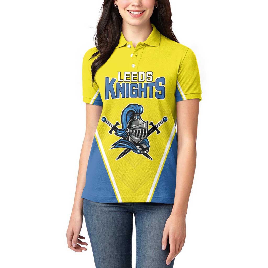Custom West Knights of Yorkshire Women Polo Shirt Skate Hard Hit Harder Yellow Version - Wonder Print Shop