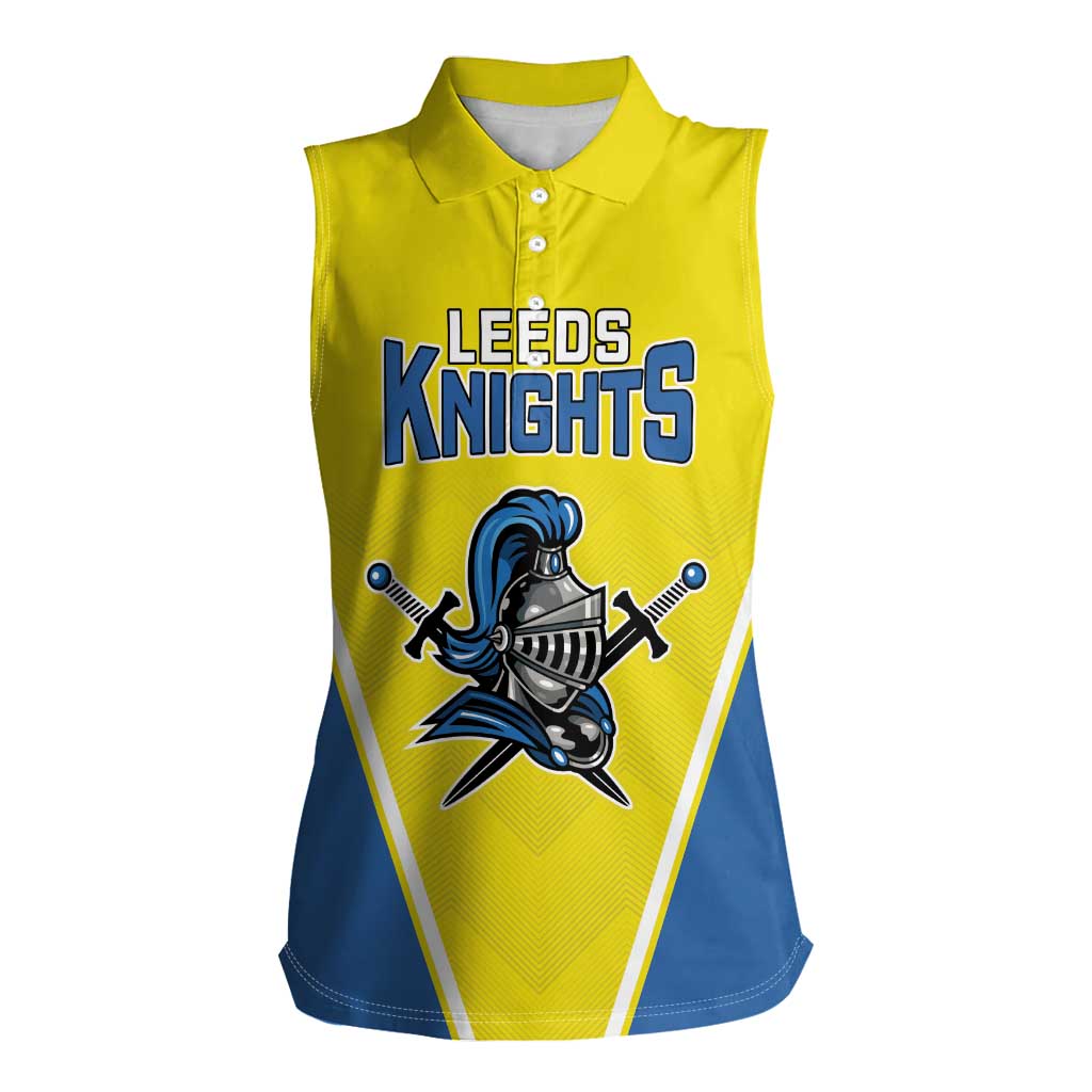 Custom West Knights of Yorkshire Women Sleeveless Polo Shirt Skate Hard Hit Harder Yellow Version - Wonder Print Shop