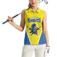 Custom West Knights of Yorkshire Women Sleeveless Polo Shirt Skate Hard Hit Harder Yellow Version - Wonder Print Shop