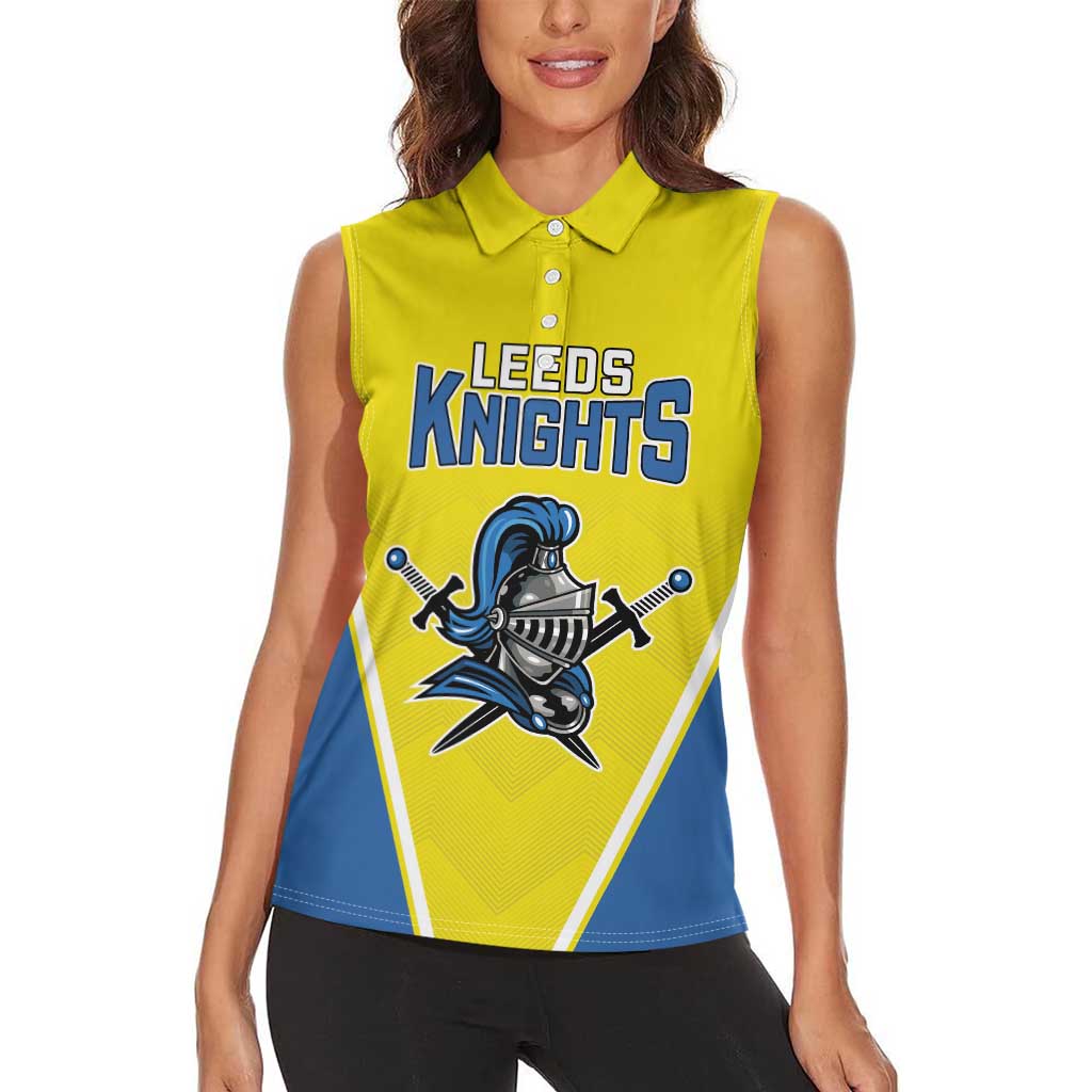 Custom West Knights of Yorkshire Women Sleeveless Polo Shirt Skate Hard Hit Harder Yellow Version - Wonder Print Shop