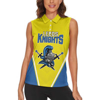 Custom West Knights of Yorkshire Women Sleeveless Polo Shirt Skate Hard Hit Harder Yellow Version - Wonder Print Shop