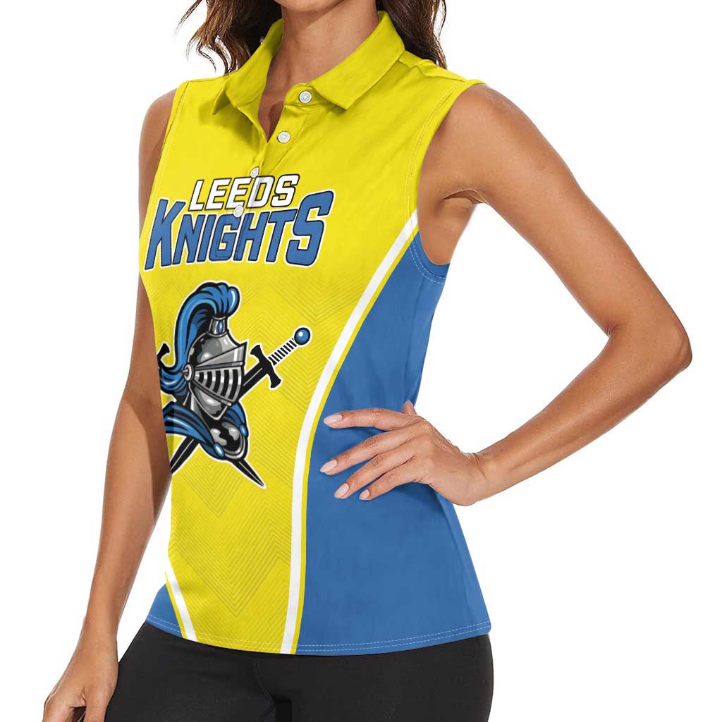 Custom West Knights of Yorkshire Women Sleeveless Polo Shirt Skate Hard Hit Harder Yellow Version - Wonder Print Shop