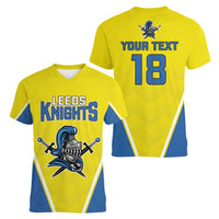 Custom West Knights of Yorkshire Women V-Neck T-Shirt Skate Hard Hit Harder Yellow Version - Wonder Print Shop