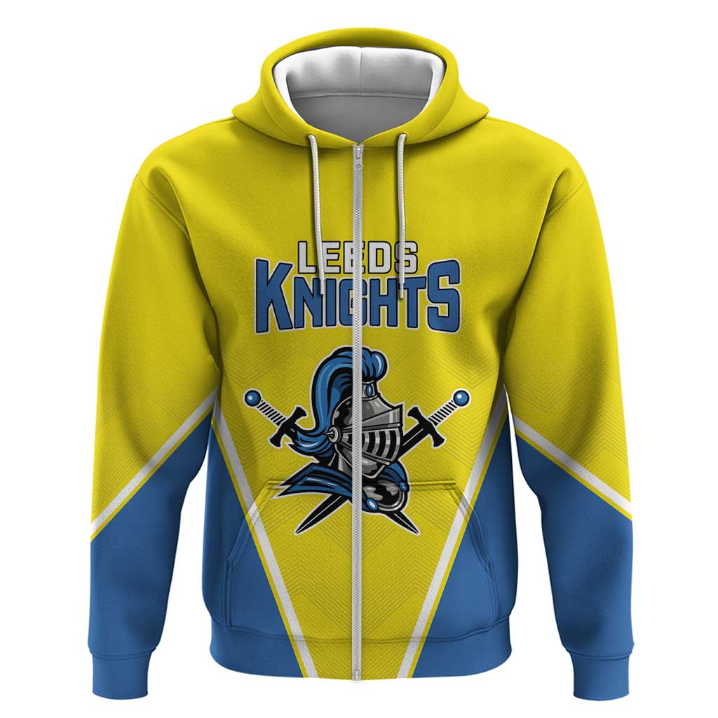 Custom West Knights of Yorkshire Zip Hoodie Skate Hard Hit Harder Yellow Version - Wonder Print Shop