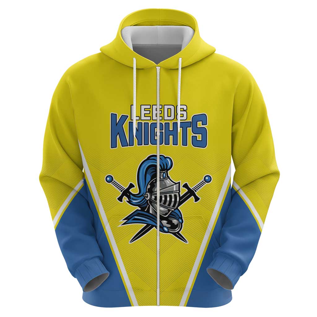 Custom West Knights of Yorkshire Zip Hoodie Skate Hard Hit Harder Yellow Version - Wonder Print Shop