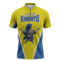 Custom West Knights of Yorkshire Zipper Polo Shirt Skate Hard Hit Harder Yellow Version - Wonder Print Shop