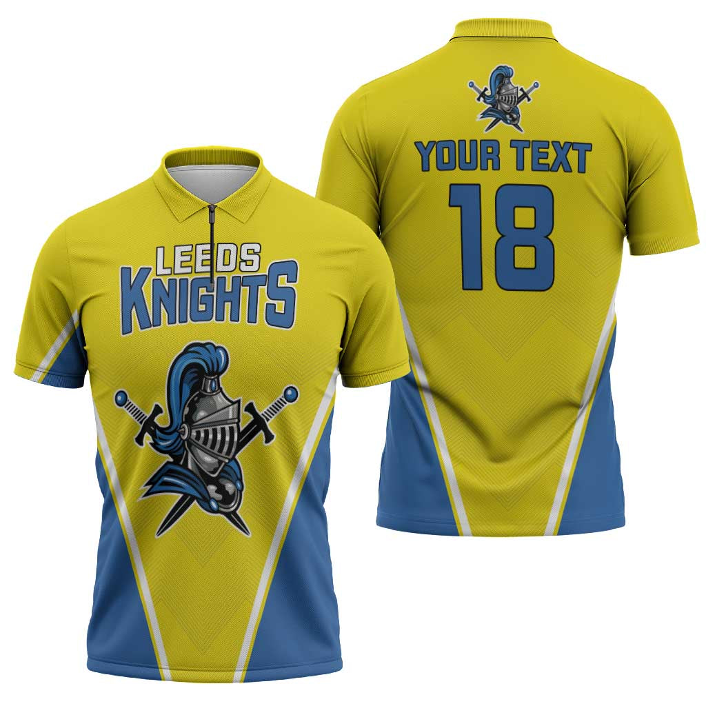 Custom West Knights of Yorkshire Zipper Polo Shirt Skate Hard Hit Harder Yellow Version - Wonder Print Shop