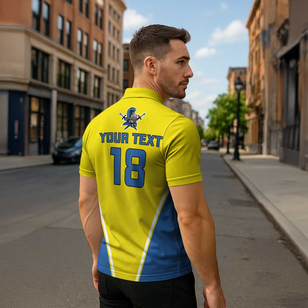 Custom West Knights of Yorkshire Zipper Polo Shirt Skate Hard Hit Harder Yellow Version - Wonder Print Shop