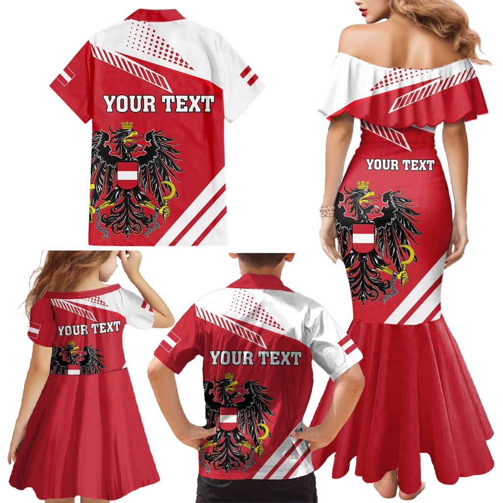 Personalized Austria Coat Of Arms Family Matching Mermaid Dress and Hawaiian Shirt Flag Style - Wonder Print Shop