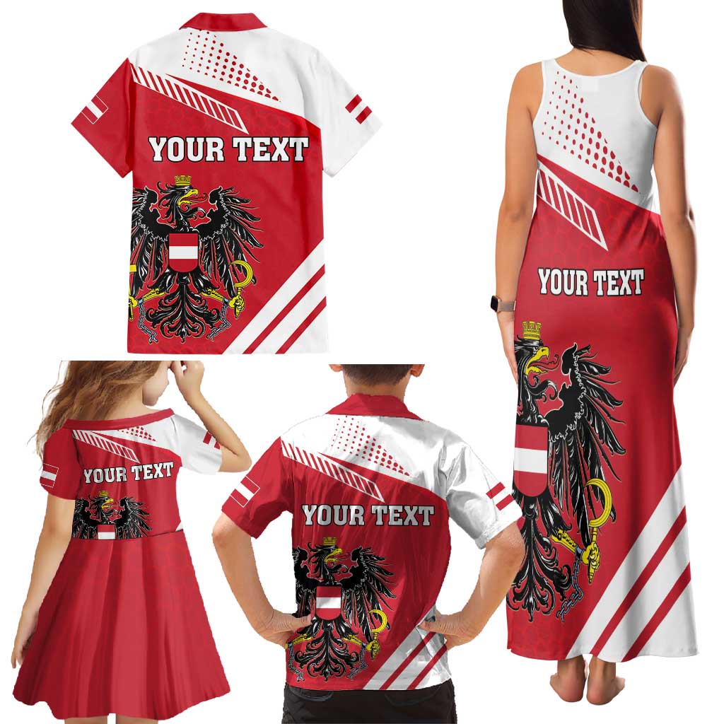 Personalized Austria Coat Of Arms Family Matching Tank Maxi Dress and Hawaiian Shirt Flag Style - Wonder Print Shop