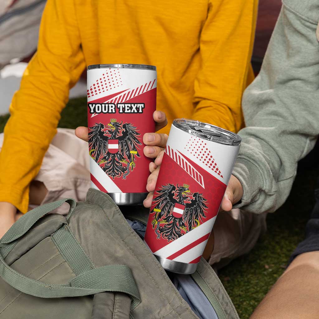 Personalized Austria Coat Of Arms Tumbler Cup Flag Style - Wonder Print Shop