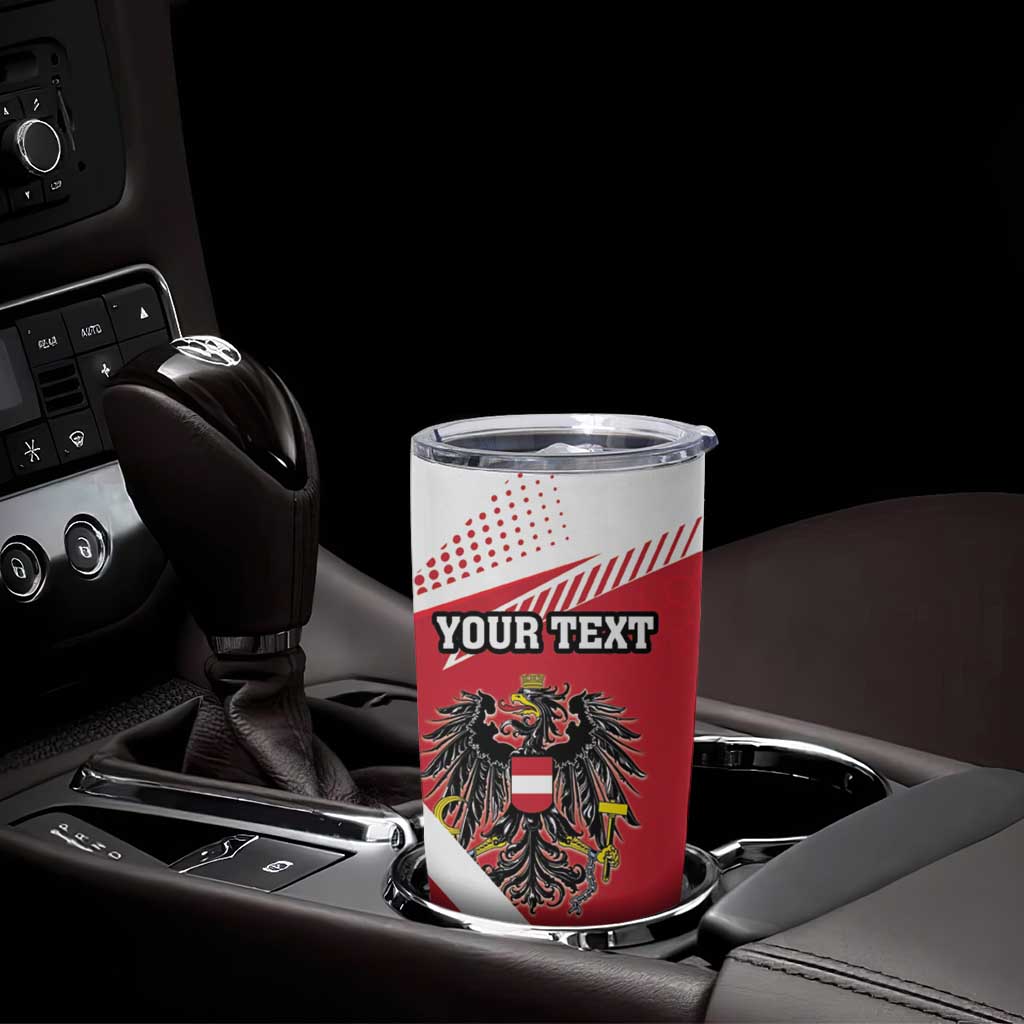 Personalized Austria Coat Of Arms Tumbler Cup Flag Style - Wonder Print Shop