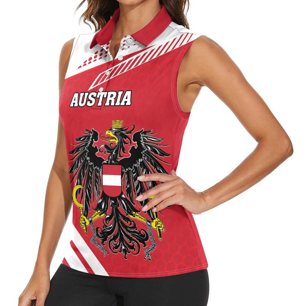 Personalized Austria Coat Of Arms Women Sleeveless Polo Shirt Flag Style - Wonder Print Shop