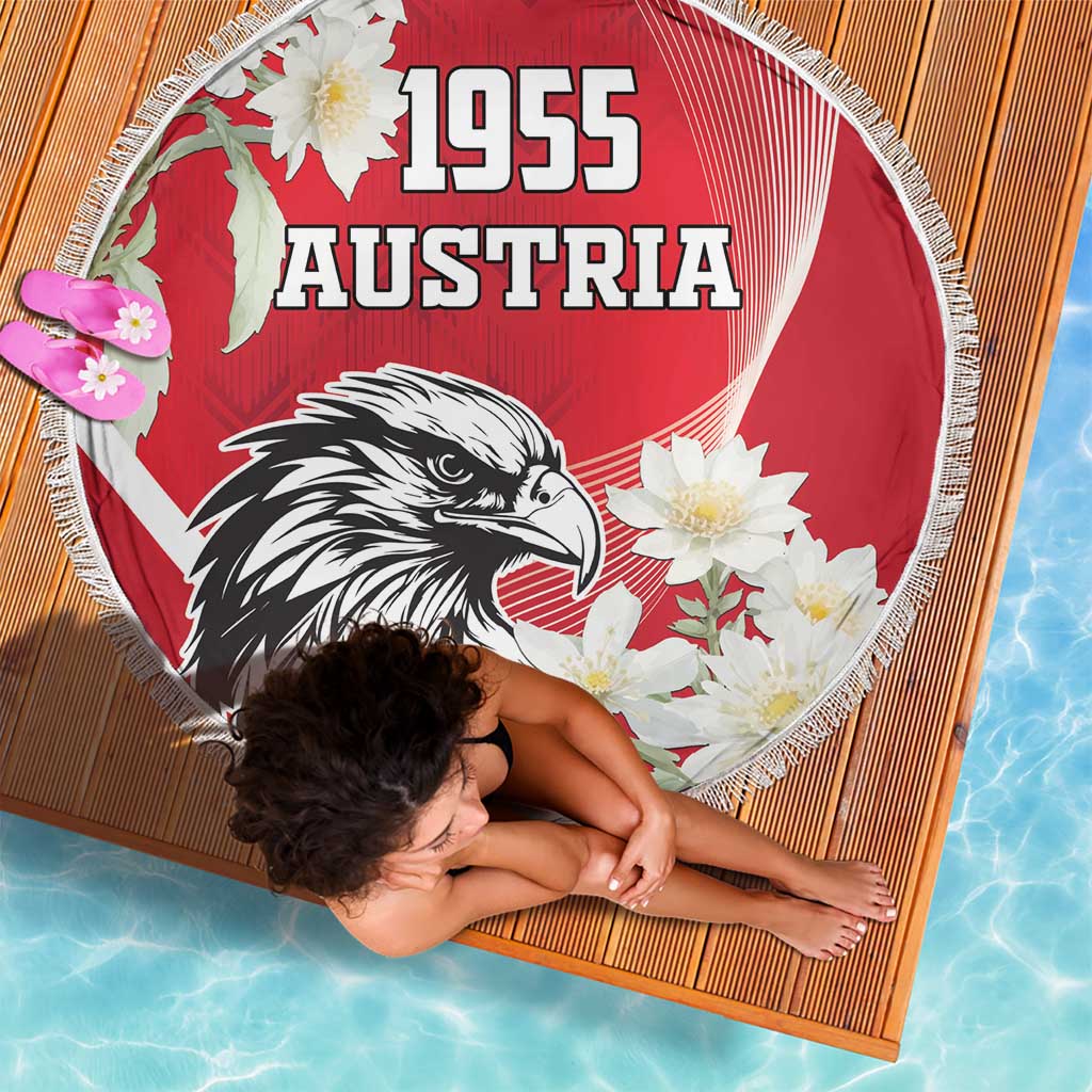 Austria Independence Day 1955 Beach Blanket Black Eagle And Edelweiss Flowers - Wonder Print Shop