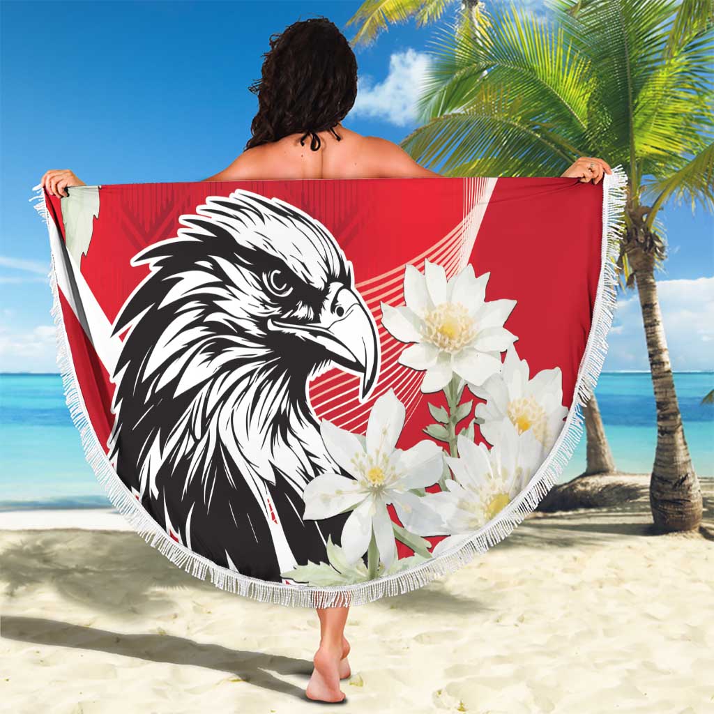 Austria Independence Day 1955 Beach Blanket Black Eagle And Edelweiss Flowers - Wonder Print Shop